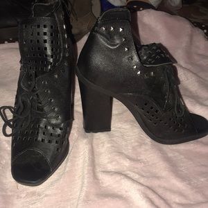 Black open toe heels